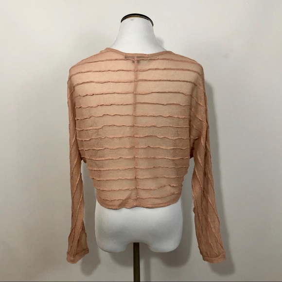 XXI | Shabby Pink sheer long sleeve crop top - Picture 2 of 8